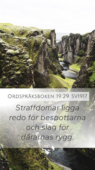 Ordspråksboken 19:29 SV1917 Bible Verse Image