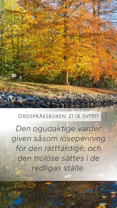 Ordspråksboken 21:18 SV1917 Bible Verse Image