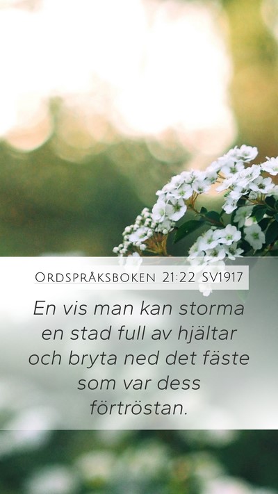 Ordspråksboken 21:22 SV1917 Bible Verse Image