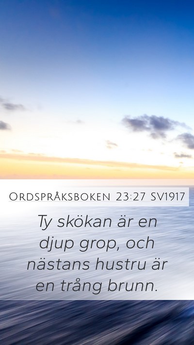 Ordspråksboken 23:27 SV1917 Mobile Phone Wallpaper - Ty skökan är en djup grop, och nästans hustru - Mobile Bible Verse Wallpaper