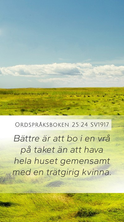 Ordspråksboken 25:24 SV1917 Bible Verse Image