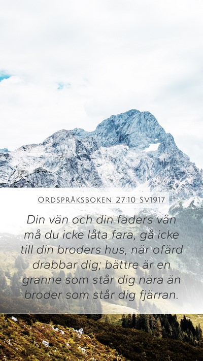 Ordspråksboken 27:10 SV1917 Bible Verse Image