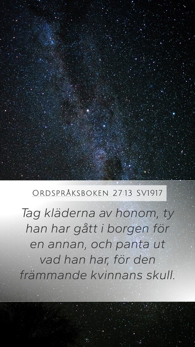 Ordspråksboken 27:13 SV1917 Bible Verse Image