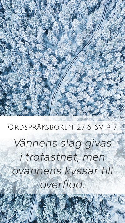 Ordspråksboken 27:6 SV1917 Mobile Phone Wallpaper - Vännens slag givas i trofasthet, men ovännens - Mobile Bible Verse Wallpaper