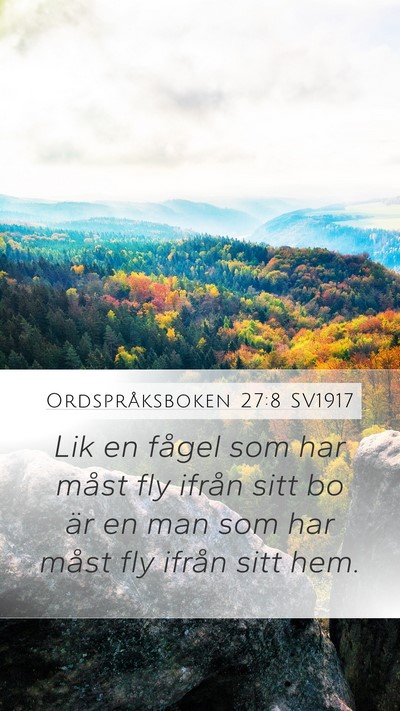 Ordspråksboken 27:8 SV1917 Bible Verse Image