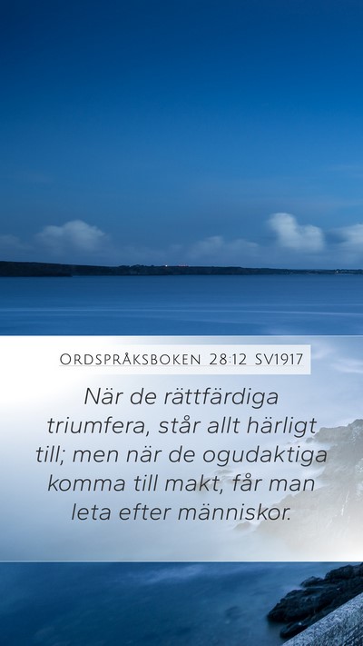 Ordspråksboken 28:12 SV1917 Bible Verse Image