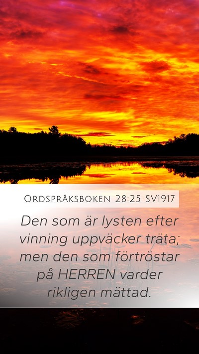 Ordspråksboken 28:25 SV1917 Bible Verse Image