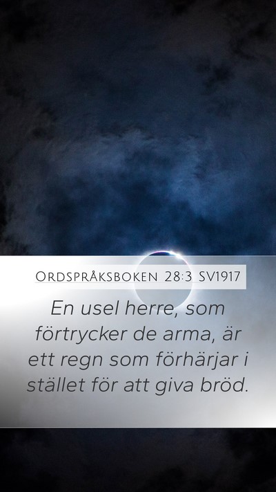 Ordspråksboken 28:3 SV1917 Bible Verse Image