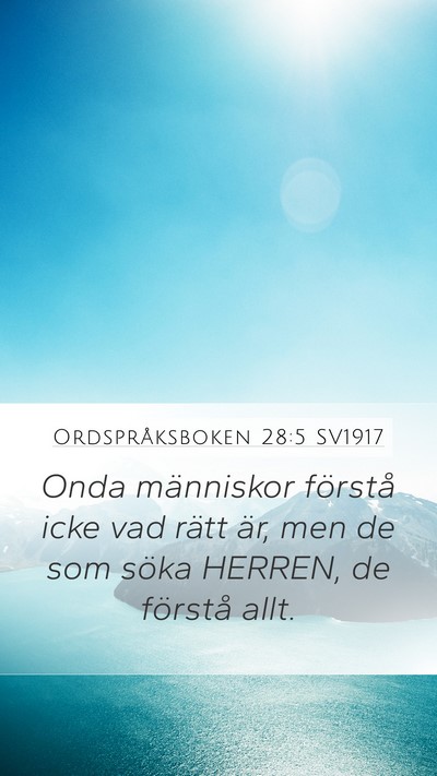 Ordspråksboken 28:5 SV1917 Bible Verse Image