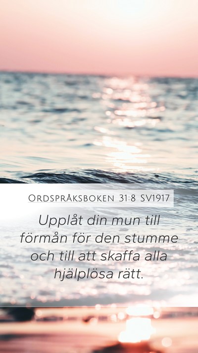 Ordspråksboken 31:8 SV1917 Bible Verse Image