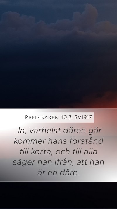 Predikaren 10:3 SV1917 Bible Verse Image