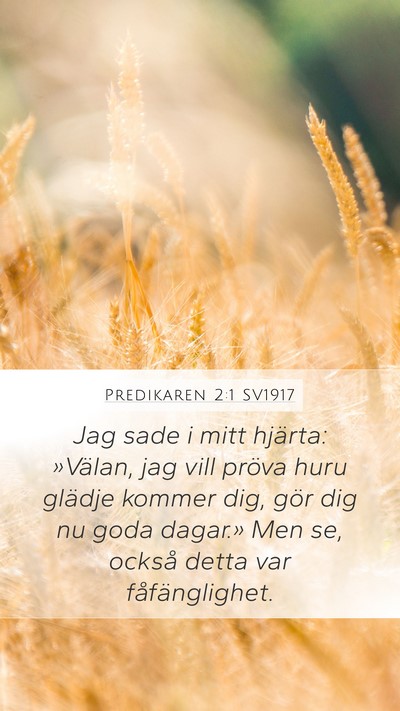 Predikaren 2:1 SV1917 Bible Verse Image