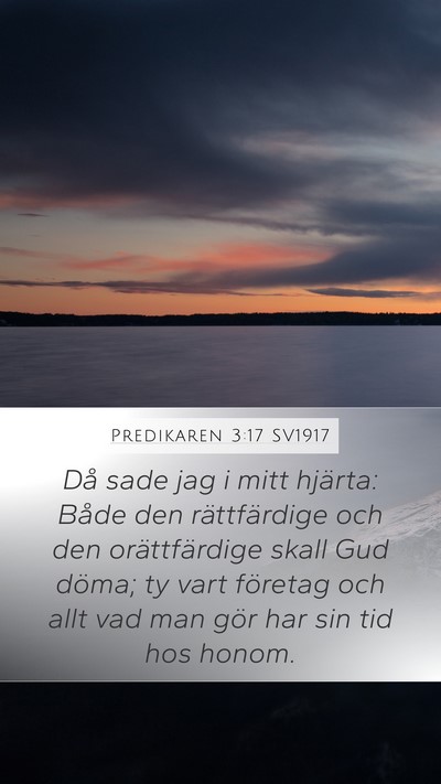Predikaren 3:17 SV1917 Bible Verse Image