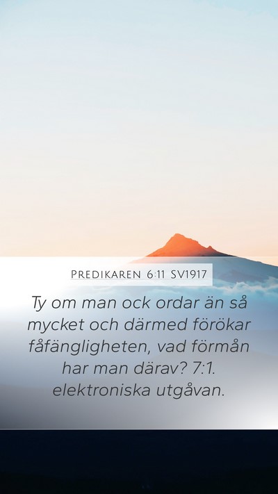 Predikaren 6:11 SV1917 Bible Verse Image