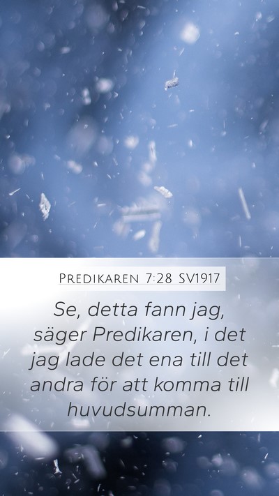 Predikaren 7:28 SV1917 Bible Verse Image
