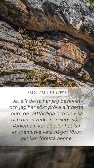 Predikaren 9:1 SV1917 Bible Verse Image