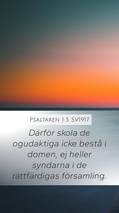 Psaltaren 1:5 SV1917 Bible Verse Image