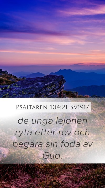 Psaltaren 104:21 SV1917 Bible Verse Image