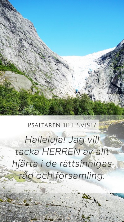 Psaltaren 111:1 SV1917 Bible Verse Image
