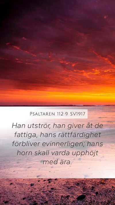 Psaltaren 112:9 SV1917 Bible Verse Image
