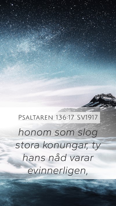 Psaltaren 136:17 SV1917 Bible Verse Image