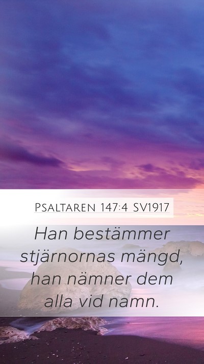 Psaltaren 147:4 SV1917 Bible Verse Image