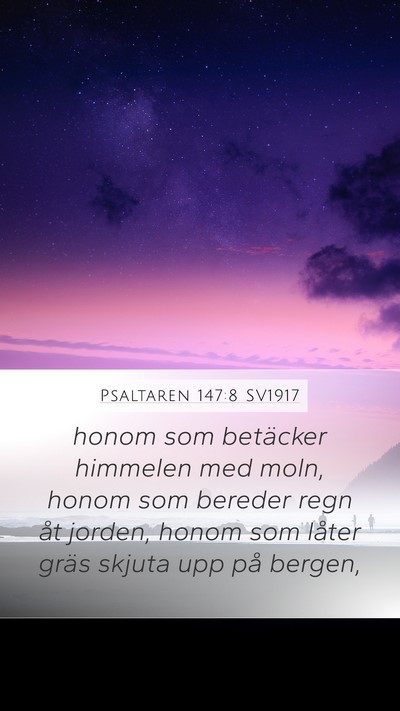Psaltaren 147:8 SV1917 Bible Verse Image