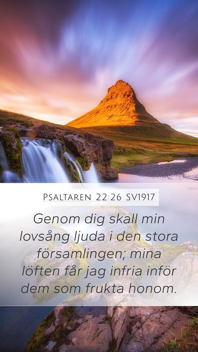 Psaltaren 22:26 SV1917 Mobile Phone Wallpaper - Genom dig skall min lovsång ljuda i den stora - Mobile Bible Verse Wallpaper