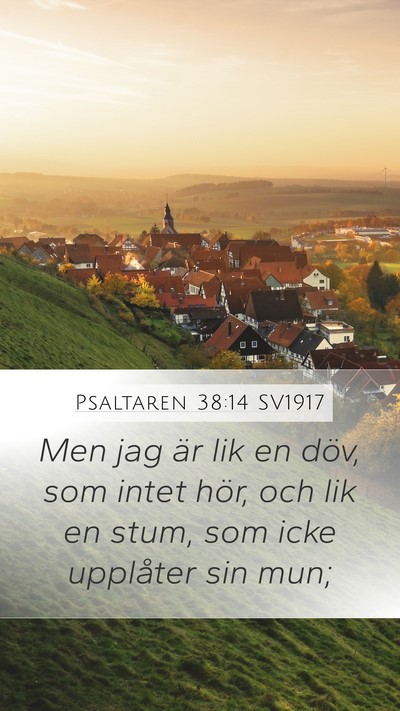 Psaltaren 38:14 SV1917 Mobile Phone Wallpaper - Men jag är lik en döv, som intet hör, och lik - Mobile Bible Verse Wallpaper