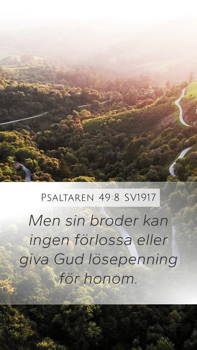 Psaltaren 49:8 SV1917 Mobile Phone Wallpaper - Men sin broder kan ingen förlossa eller giva Gud - Mobile Bible Verse Wallpaper