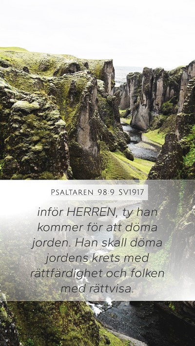 Psaltaren 98:9 SV1917 Bible Verse Image