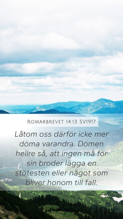 Romarbrevet 14:13 SV1917 Bible Verse Image
