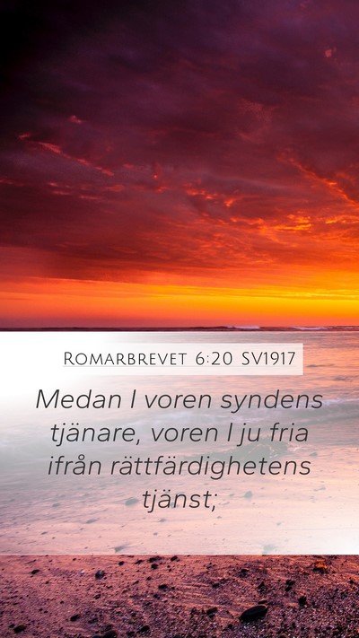 Romarbrevet 6:20 SV1917 Mobile Phone Wallpaper - Medan I voren syndens tjänare, voren I ju fria - Mobile Bible Verse Wallpaper