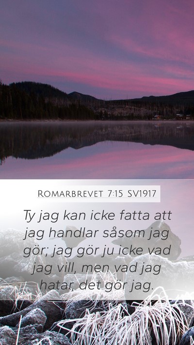 Romarbrevet 7:15 SV1917 Bible Verse Image