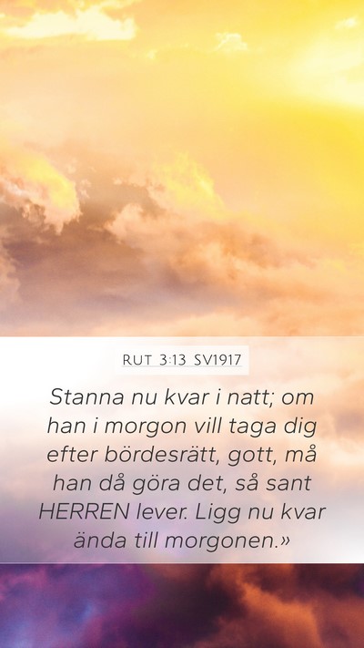 Rut 3:13 SV1917 Mobile Phone Wallpaper - Stanna nu kvar i natt; om han i morgon vill taga - Mobile Bible Verse Wallpaper