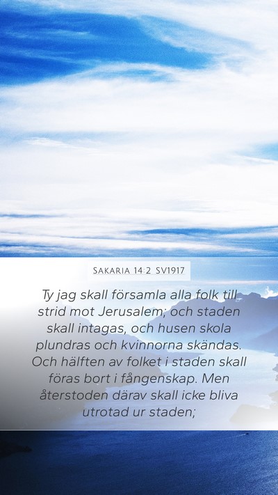 Sakaria 14:2 SV1917 Bible Verse Image