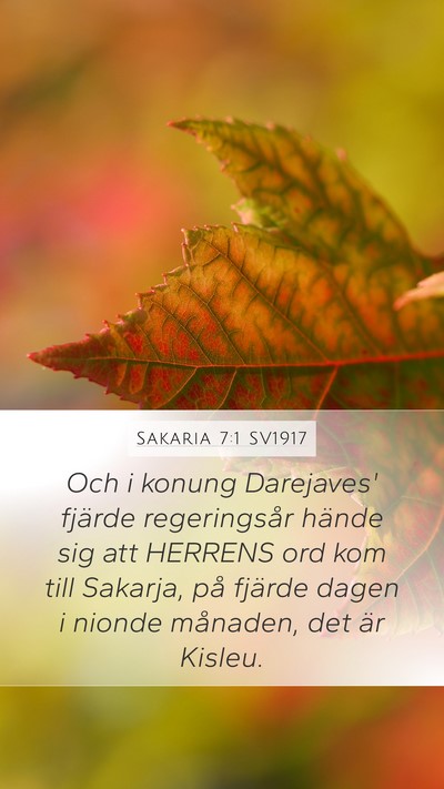 Sakaria 7:1 SV1917 Bible Verse Image
