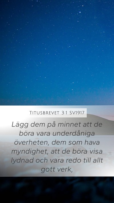 Titusbrevet 3:1 SV1917 Bible Verse Image