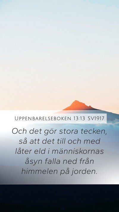 Uppenbarelseboken 13:13 SV1917 Bible Verse Image