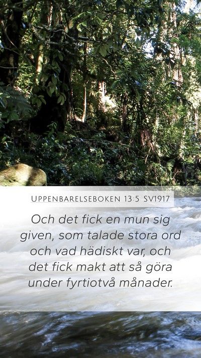 Uppenbarelseboken 13:5 SV1917 Bible Verse Image
