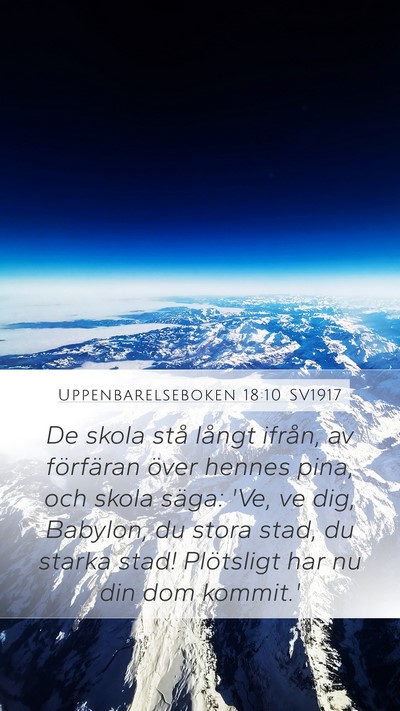 Uppenbarelseboken 18:10 SV1917 Bible Verse Image