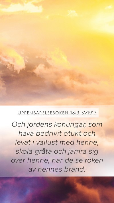 Uppenbarelseboken 18:9 SV1917 Bible Verse Image