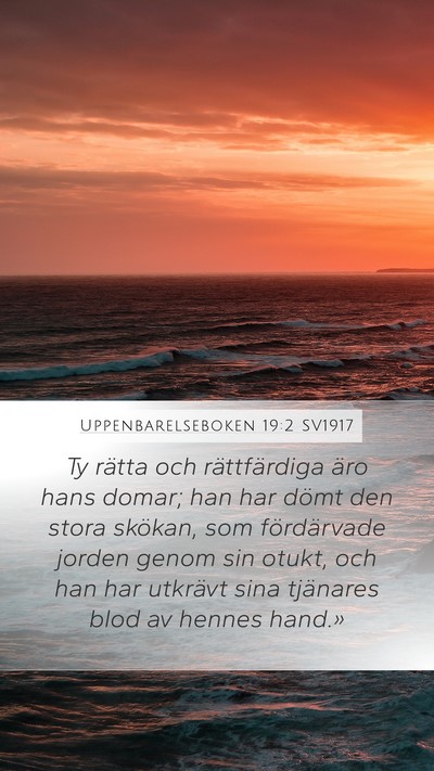 Uppenbarelseboken 19:2 SV1917 Bible Verse Image