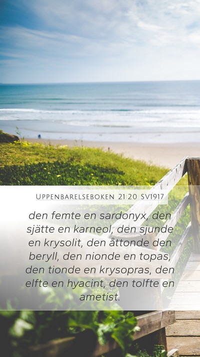 Uppenbarelseboken 21:20 SV1917 Bible Verse Image