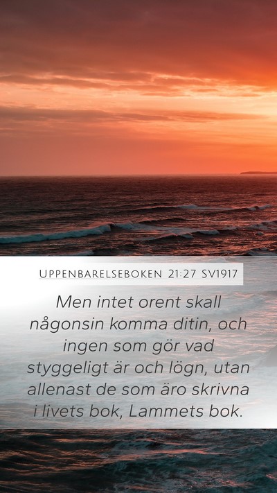 Uppenbarelseboken 21:27 SV1917 Bible Verse Image