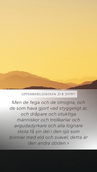 Uppenbarelseboken 21:8 SV1917 Bible Verse Image