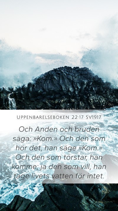 Uppenbarelseboken 22:17 SV1917 Bible Verse Image