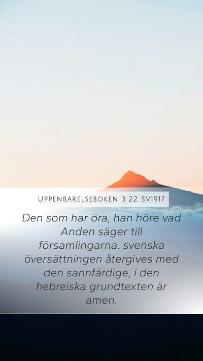 Uppenbarelseboken 3:22 SV1917 Bible Verse Image