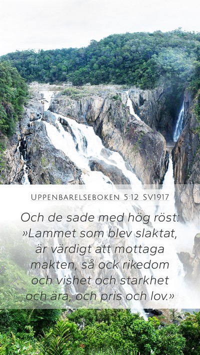 Uppenbarelseboken 5:12 SV1917 Bible Verse Image