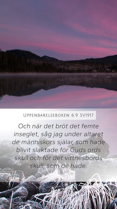 Uppenbarelseboken 6:9 SV1917 Bible Verse Image